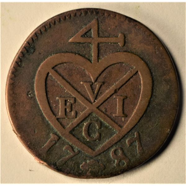Netherlands East Indies "Sumatra", 1 Keping 1787, 3.05g Choice VF+ Flat Reverse, Suspected Obverse P