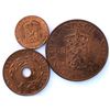 Image 1 : Netherlands East Indies, ½ C 1945P, 1C 1945D and 2½ C 1945P Bronze, All Mint State Red / Red-Brown (