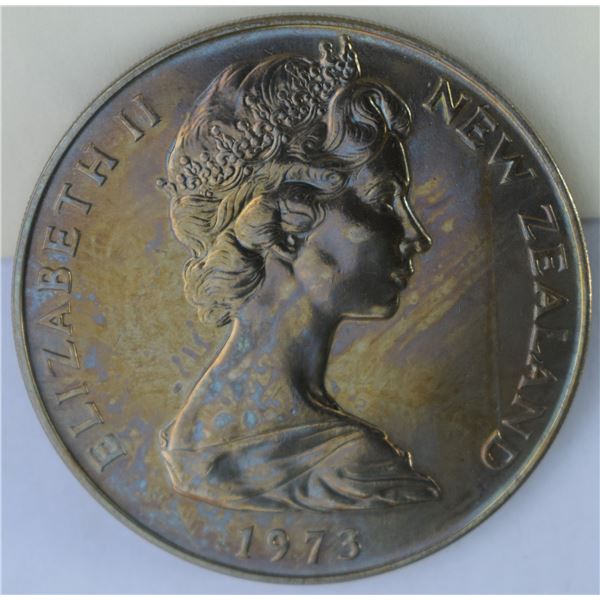 New Zealand, 1 Dollar 1973(c) QEII Regular Issue KM #38.2 CuNi MS