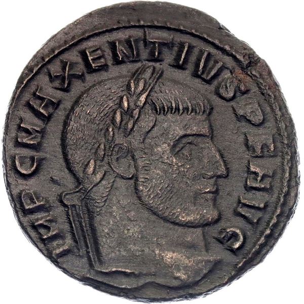 Roman Empire, 1 Follis "Maxentius" 306-312 AD. Bronze 6,34g, Ostia mint; Choice-AU with Beautiful Ol