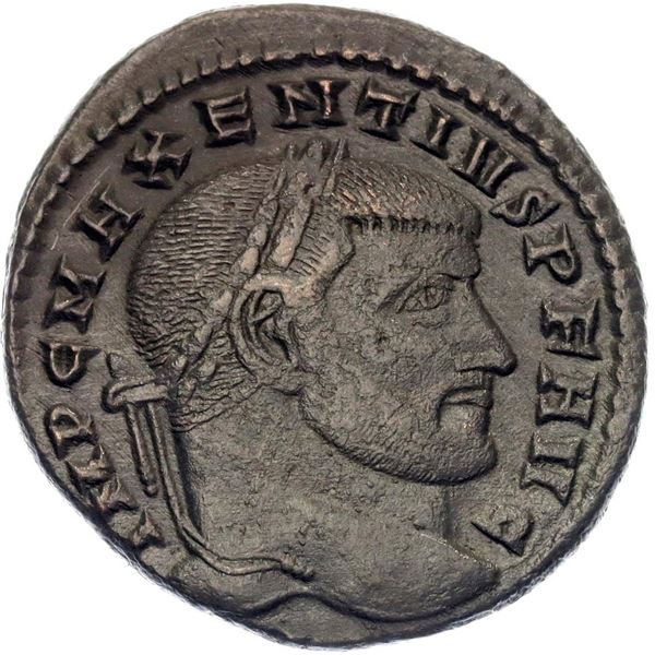 Roman Empire, 1 Follis "Maxentius" 309 AD. Bronze 6,63g, Aquileia mint; Choice-AU with Beautiful Oli