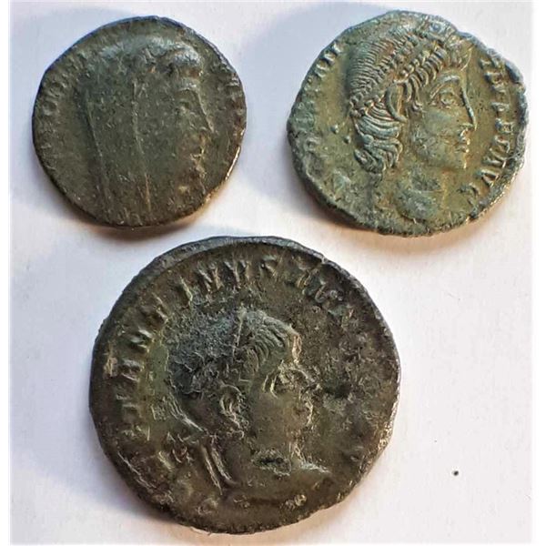 Roman Empire, Mix Lot of 3 coins 280-320 AD. VF / AU Various Emperors
