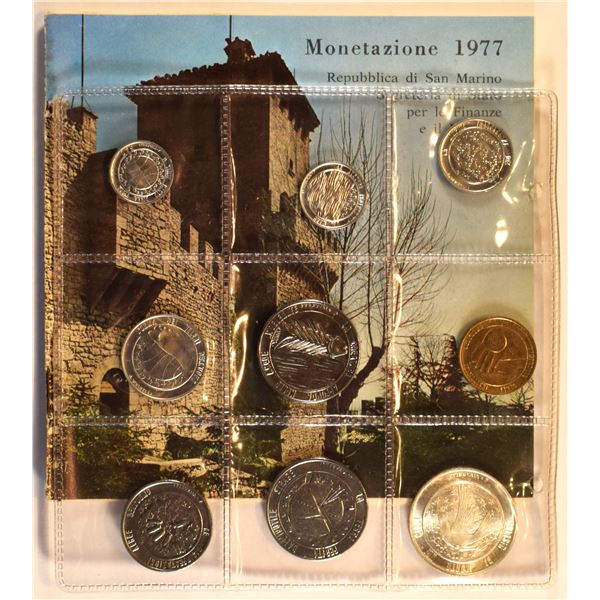 San Marino, Year Mint sealed Set 1977 from 1-500 (Silver) Liras Mint State (9)