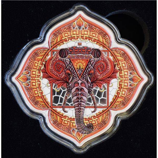 Solomon Islands, 5$ 2022 "Elephant of the 1st Chakra coin" 2 Oz of .999 Color Enameld Proof U.H. Cam