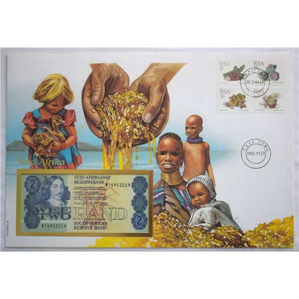 South Afrika, 2 Rand ND (1978-90) First Day Cover Swiss Issued, Pick# 118 Beautiful Colored Vignette