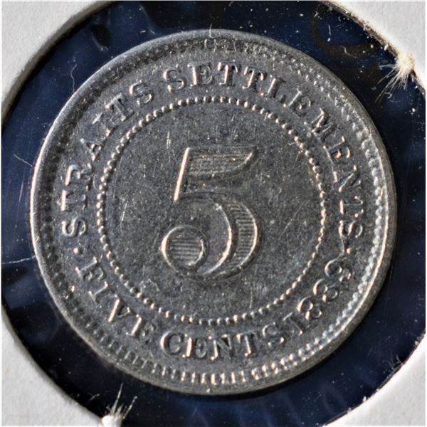 Straits Settlements, 0.05c 1889 Siver, VF+ or better