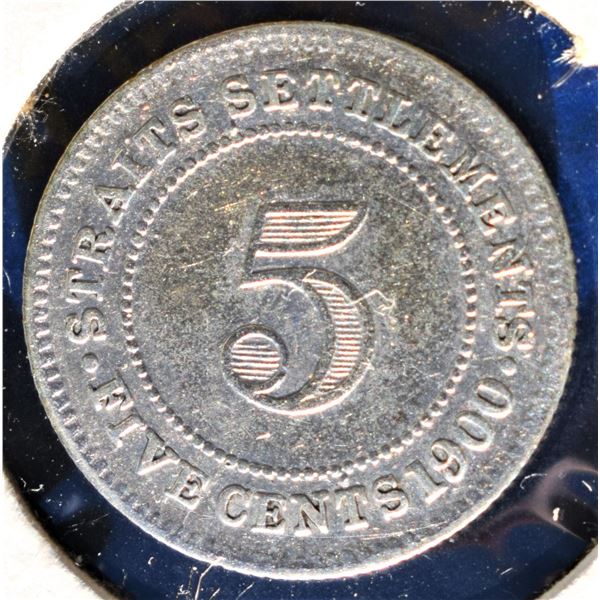 Straits Settlements, 0.05c 1900 Siver, VF+ or better