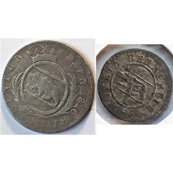Switzerland, ½ Kreuzer 1777 and 2½ Batzen 1826 both Billon XF / VF+, Nice pair.
