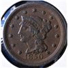 Image 1 : U.S.A. 0.01c Large Penny 1850 VF+ to XF light Blue Patina