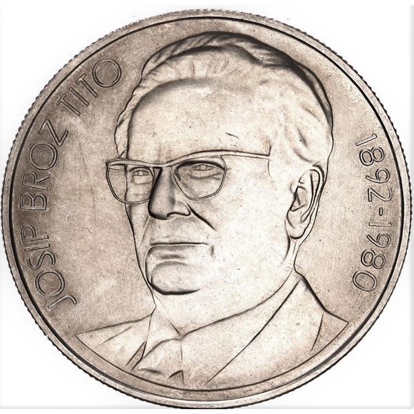 Yugoslavia 1000 Dinara 1980 Silver "Josip Broz Tito's Death" KM# 78, 26g Mint State+