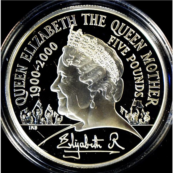 Great Britain 5£ Centenary of Queen Mother Silver Proof 2000 Original packaging