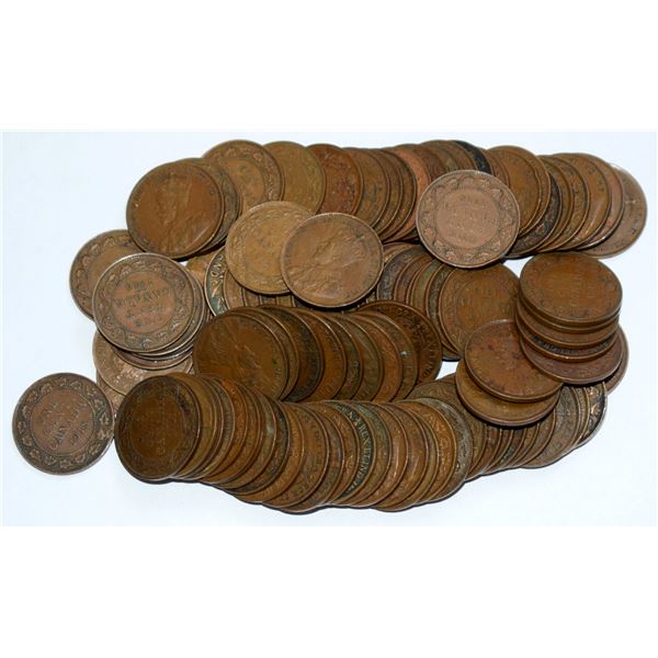 Canada, Groupe of 100 large Pennies Mixed dates Circulated, Unsearched