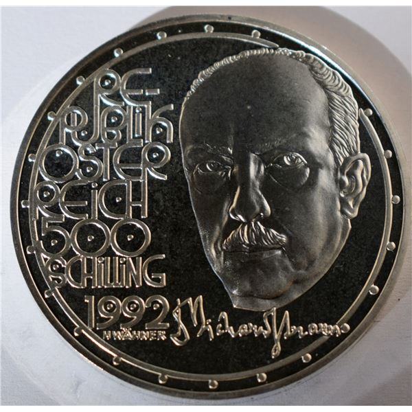 Austria 500 Shillings 1992 Richard Strauss KM#-3021 Sterling 24g Proof