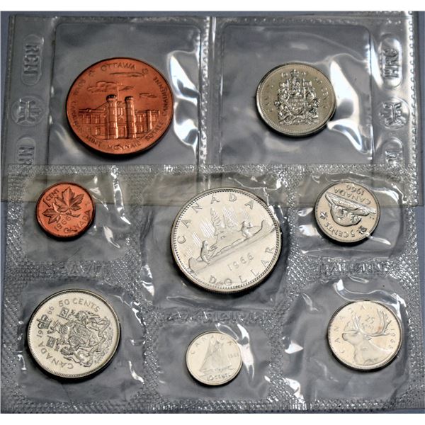 Canada Proof Like Set 1966 Large Beds Silver + 50c W / RCM Medallion Both Mint Sealed Original ASW O