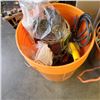 Image 2 : BUCKET OF ASSORTED TOOLS AND LARGE POT WITH EXTENSION CORD/POWER BARS