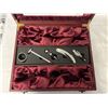 Image 3 : 2 BOTTLE WINE HOLDER INCLUDING CORKSCREW, POURER, THERMOMETER, AND DRIP RING WITH NEW FLASK SET - ST