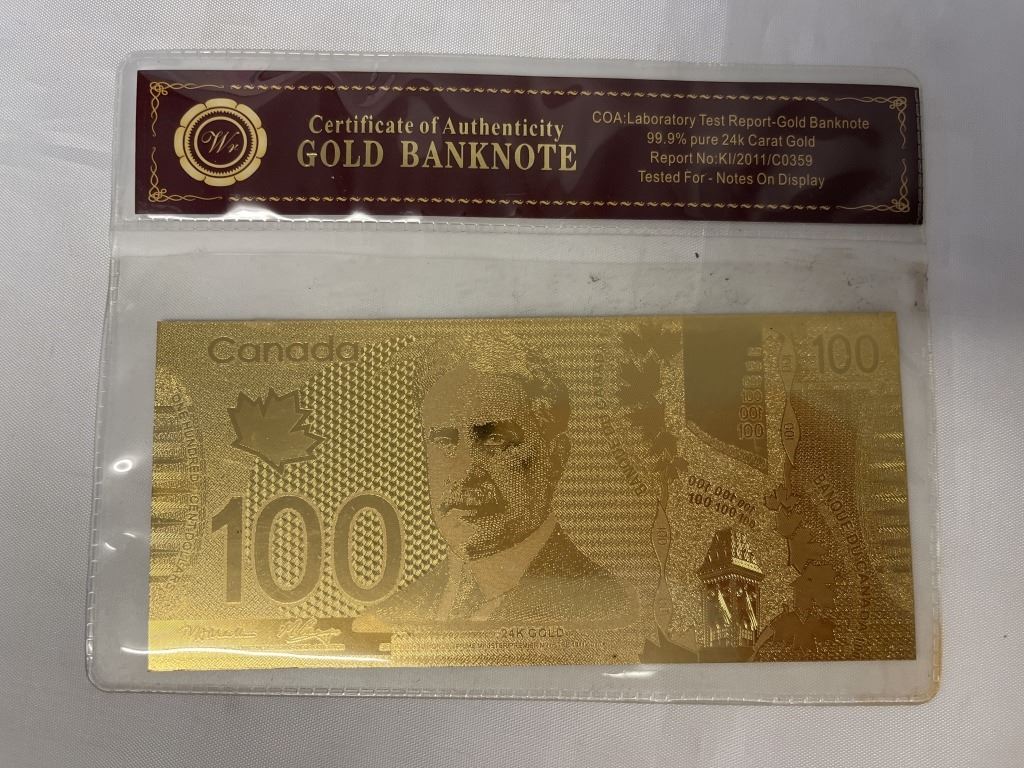 Solid Gold Bank Note GOLD BANK NOTE 99.9% PURE 24K GOLD