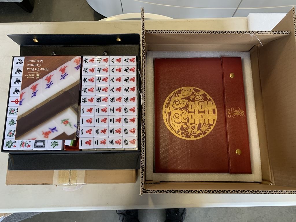 2 AS NEW YELLOW MOUNTAIN MAHJONG GAME SETS IN HARD CASE 2 as new yellow mountain mahjong game sets in hard case