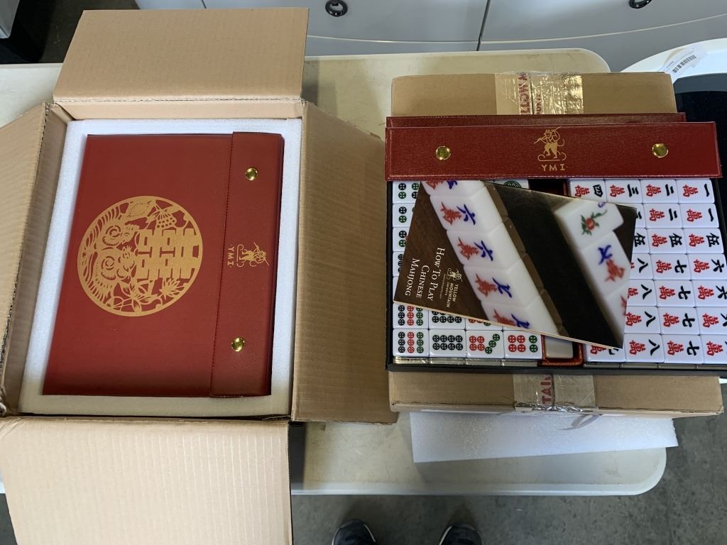 2 AS NEW YELLOW MOUNTAIN MAHJONG GAME SETS IN HARD CASE 2 as new yellow mountain mahjong game sets in hard case