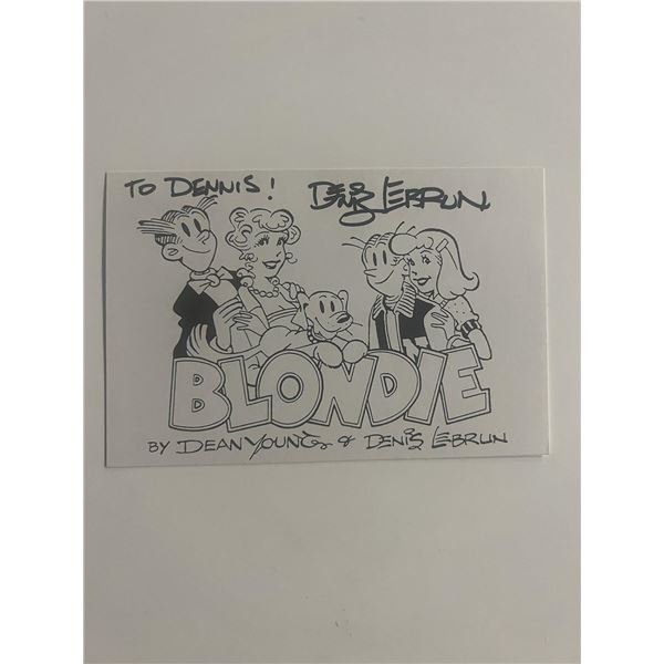 Blondie comic strip Dennis Lebrun signed card.