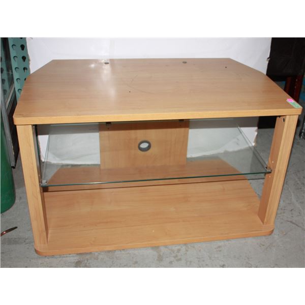 TV STAND WITH BUILT IN GLASS SHELF