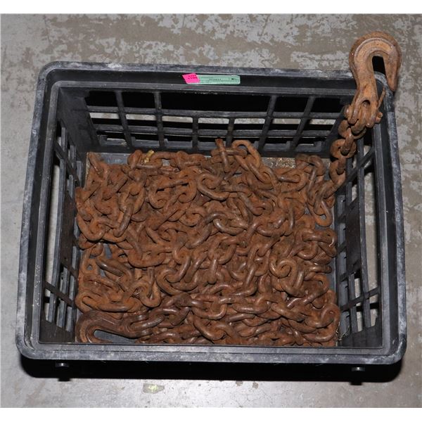 LOT OF 2 - 3/8" CHAIN WITH HOOKS 14FT AND 19FT