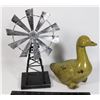 Image 1 : CERAMIC DUCK & 13"H METAL WINDMILL