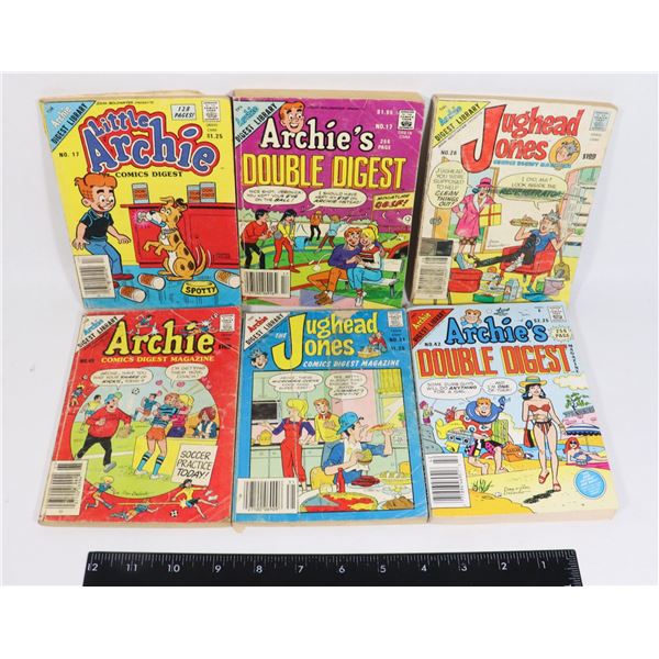 GROUP OF 6 VINTAGE ARCHIE COMIC BOOKS
