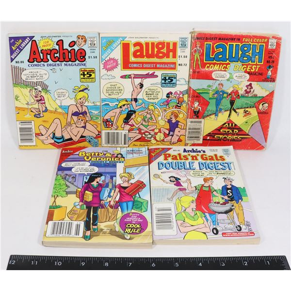 GROUP OF 5 VINTAGE ARCHIE COMIC BOOKS