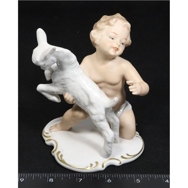 WALLENDORF PORCELAIN CHILD WITH LAMB