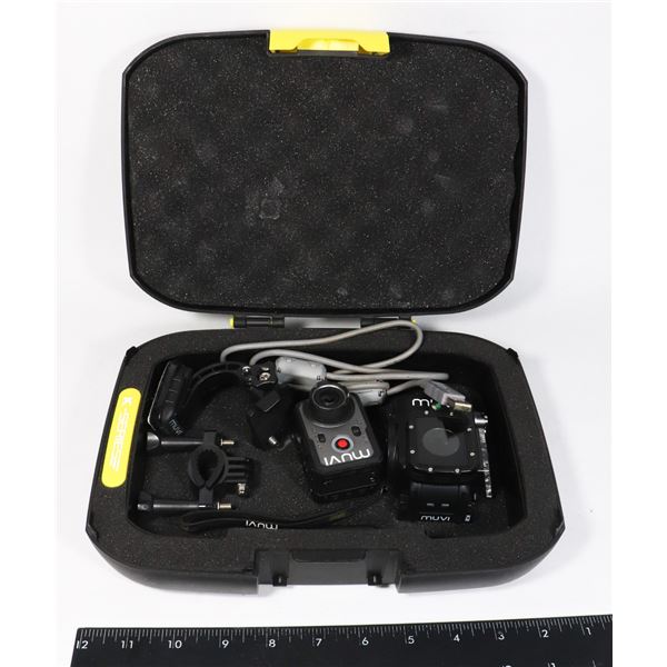 MUVI ACTION CAMERA WITH CASE AND ACCESSORIES