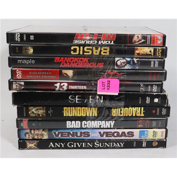 BUNDLE OF ASSORTED DVDS