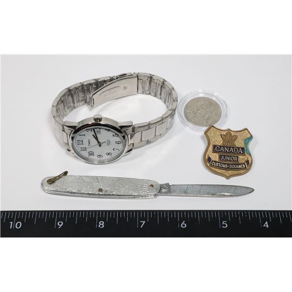 MENS TIMEX WATCH (WORKING) SOLD WITH POCKET