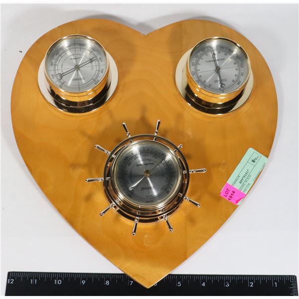 HEART SHAPE WOOD THERMOMETER