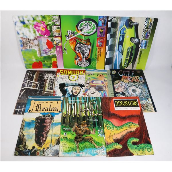 LOT OF ASSORTED COMIC BOOKS AND CALENDARS.