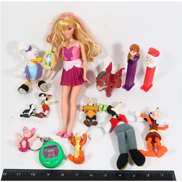 LOT OF TOYS PEZ FIGURINES ETC