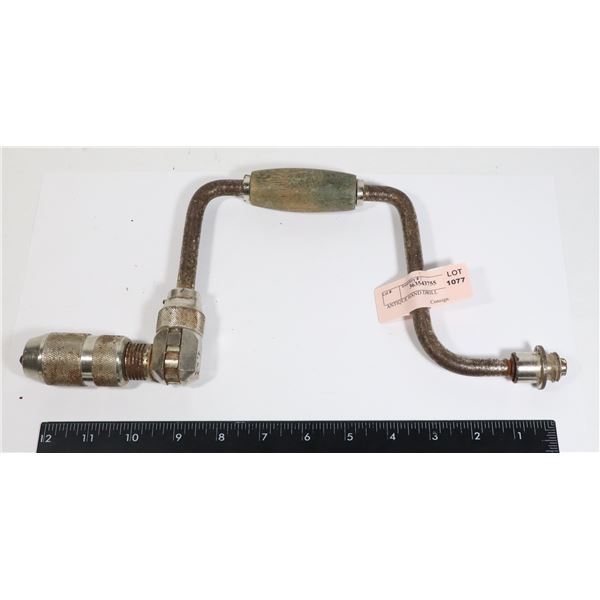 ANTIQUE HAND DRILL MISSING TOP PIECE