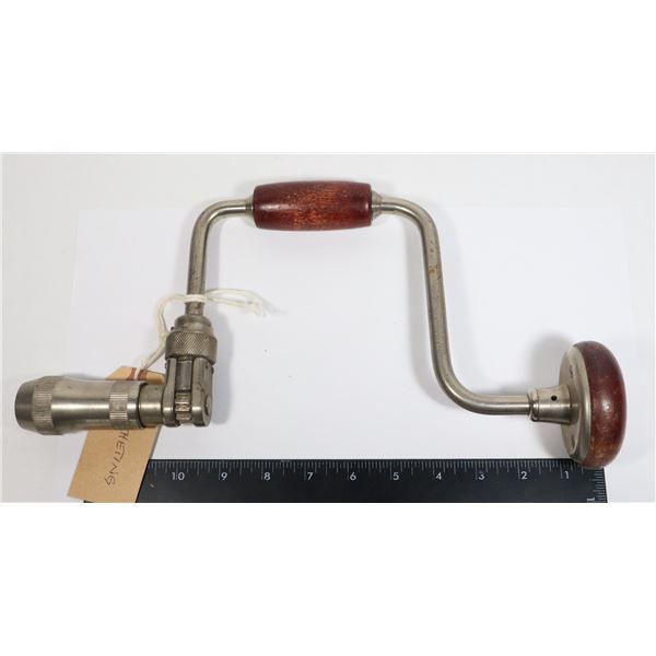 VINTAGE RATCHETING BRACE AND BIT HAND DRILL