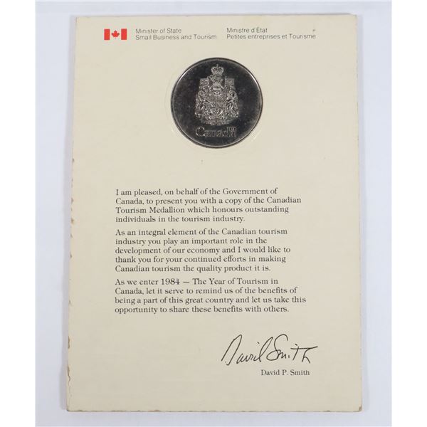 1983 TOURISM CANADA MEDALLION -CARDED