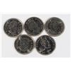 Image 2 : SET OF 5 CANADIAN QUARTERS. MIXED COLORS &