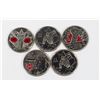 Image 1 : SET OF 5 CANADIAN QUARTERS. MIXED COLORS &
