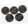 Image 2 : SET OF 5 CANADIAN QUARTERS. MIXED COLORS &