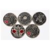 Image 1 : SET OF 5 CANADIAN QUARTERS. MIXED COLORS &