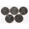 Image 2 : SET OF 5 CANADIAN QUARTERS. MIXED COLORS &