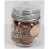 Image 1 : SMALL MASON JAR OF CANADIAN ONE CENT COINS WITH