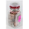 Image 1 : SMALL JAR OF CANADIAN ONE CENT COINS WITH KING