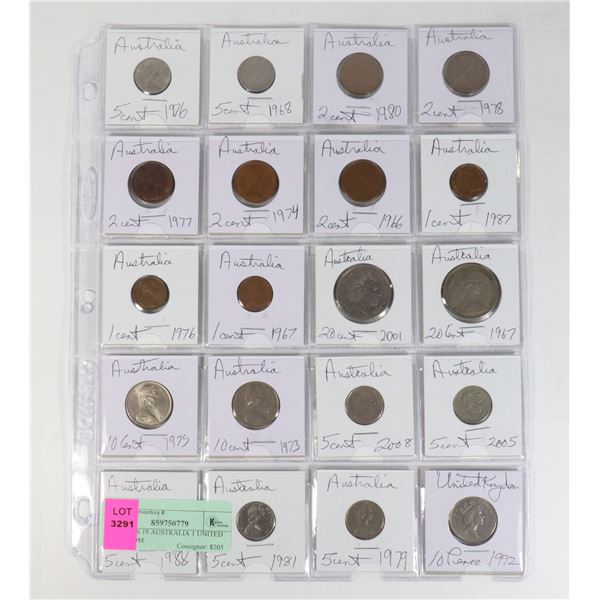 20 COINS 19 AUSTRALIA 1 UNITED KINGDOM