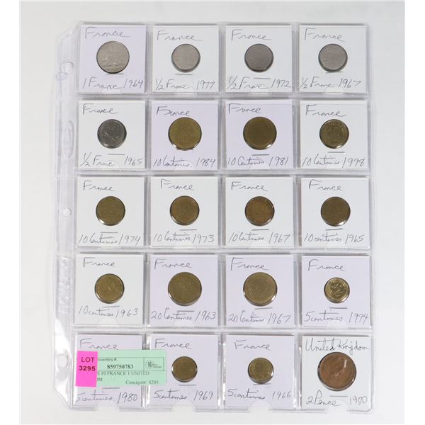 20 COINS 19 FRANCE 1 UNITED KINGDOM