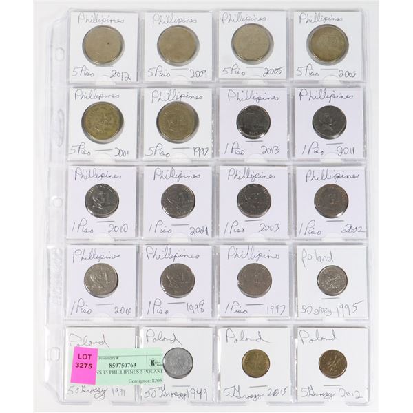 20 COINS 15 PHILIPPINES 5 POLAND