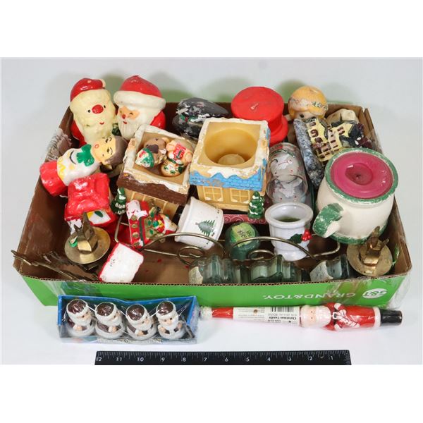 LOT OF ASSORTED CHRISTMAS CANDLES AND CANDLE
